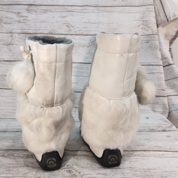 Manitobah Mukluks White Rabbit Fur Leather Winter Boots – Women’s Size 6 - Picture 5 of 14